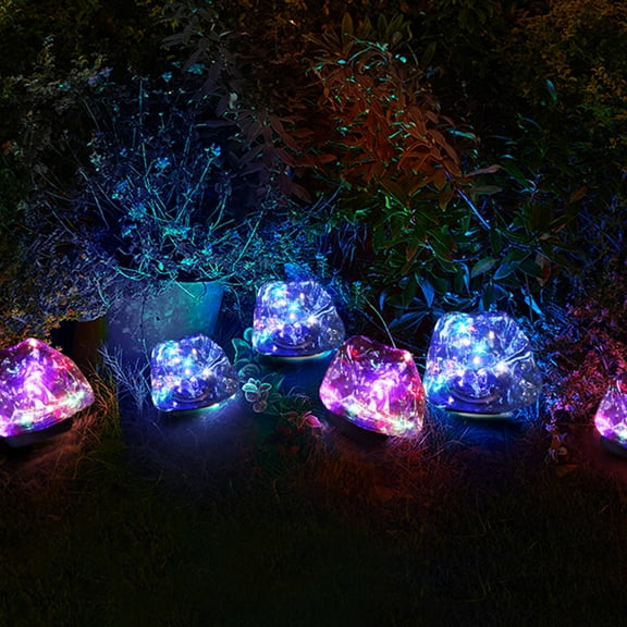 PAMINGONO Yard Lights Solar Garden Stone Light Purple Material 1Pack