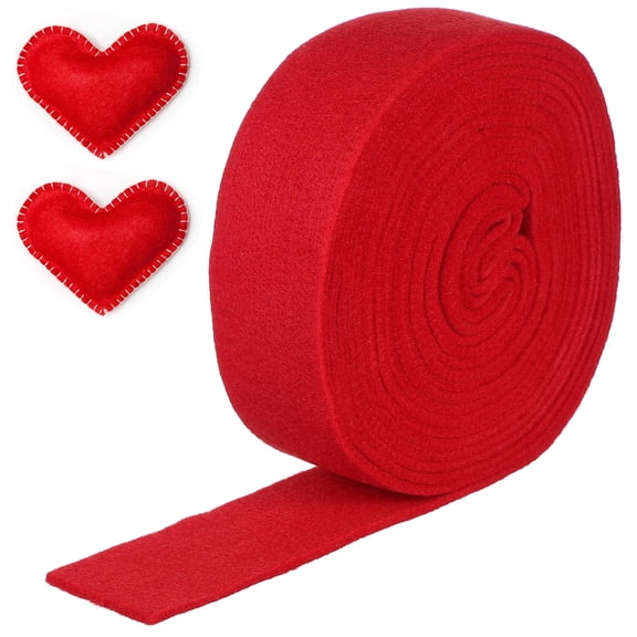 PAMINGONO Red Wool Felt Ribbon for Holiday Decorations, Crafting, Appliques, Projects, and Seasonal Decor Accents