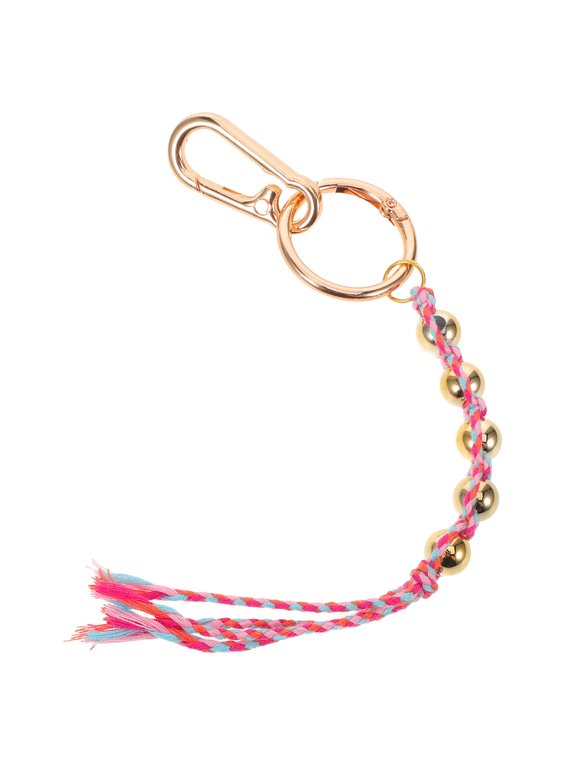 Handcrafted Red Bohemian Woven Keychain with Lucky Bead Tassel