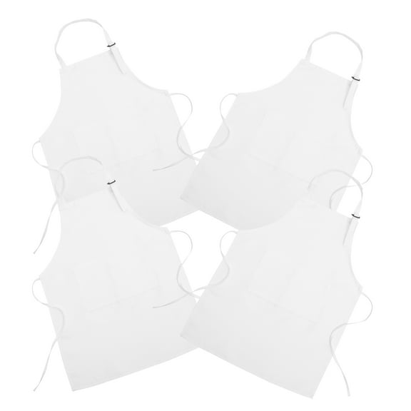 PAMINGONO Comfortable Polyester Childrens Apron White Multi-Function for Kitchen 4Pcs