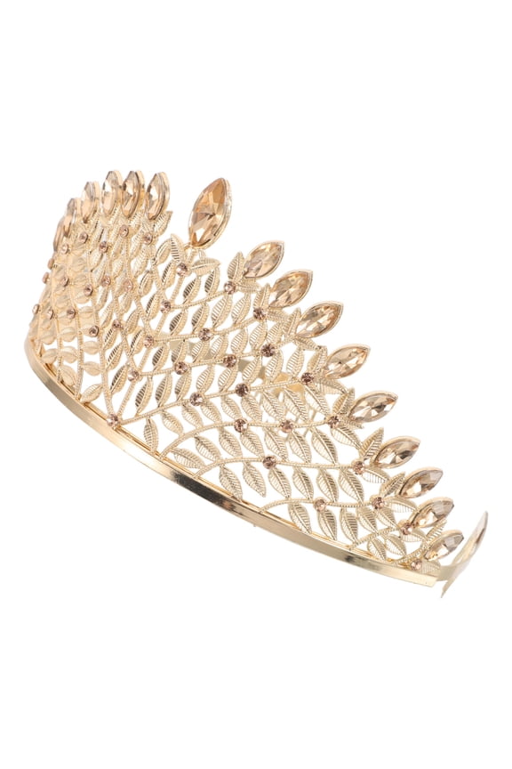 Golden Bridal Tiara Crown with Elegant Rhinestones Lightweight Alloy Headpiece for Wedding Decoration