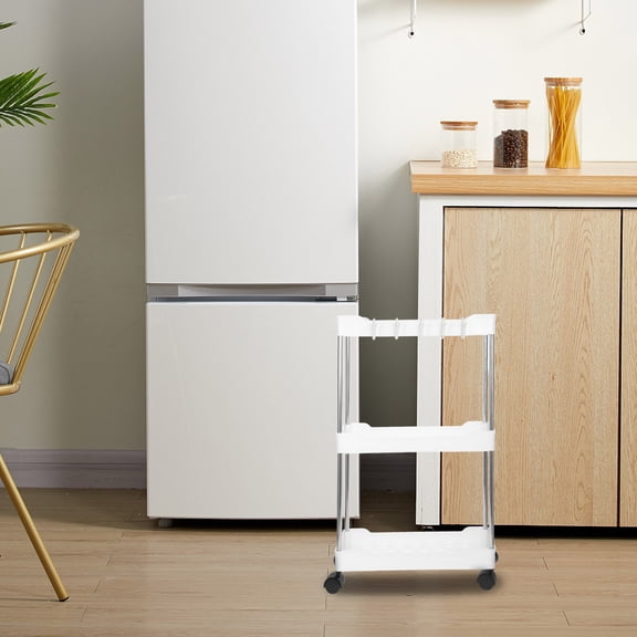 PAMINGONO White Multi Layer Rolling Utility Cart with Wheels Versatile Storage Trolley for Home
