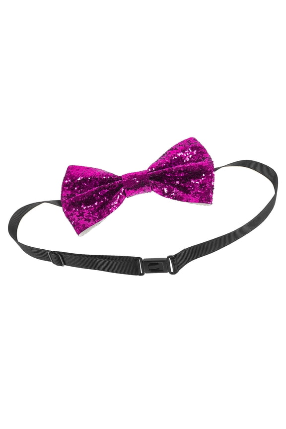 Rosy Leather Bow Tie For Men With Sparkling Effect And Adjustable Feature For Wedding 1Pcs