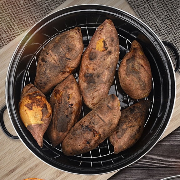 PAMINGONO Round Enamel Cast Iron Casserole Dish with Lid, 11x11x3.9in, Cookware for Family Meals