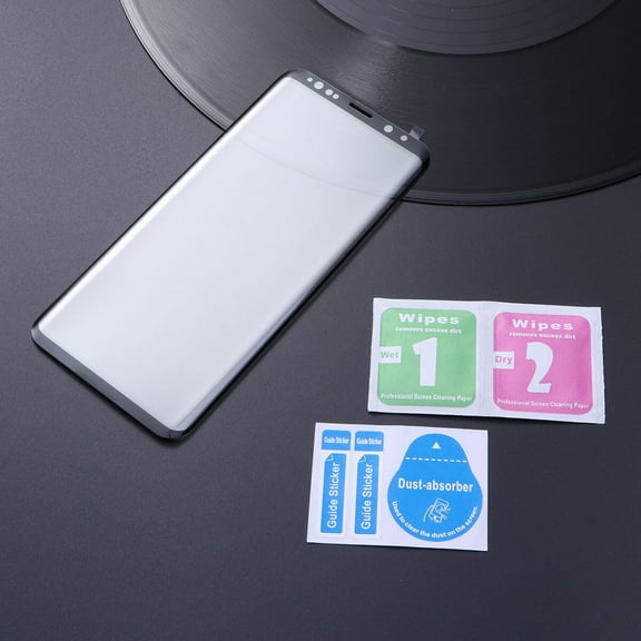 PAMINGONO Full Coverage Screen Protector Glass for S9 Plus Tempered Curved Film Black