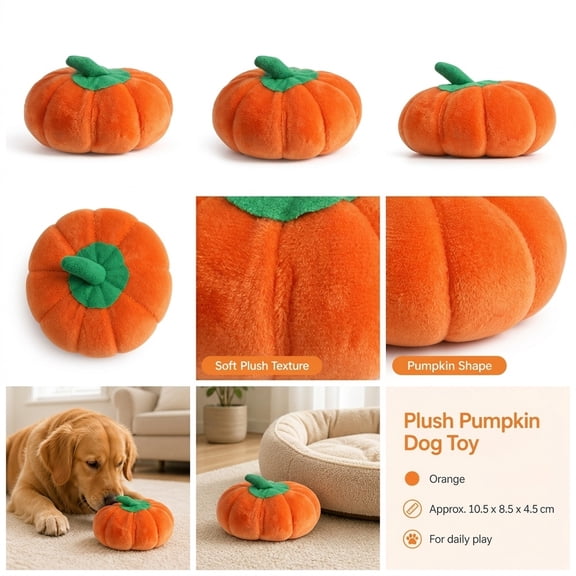 PAMINGONO Season Pumpkin Plush Dog Chew for Training and Playing
