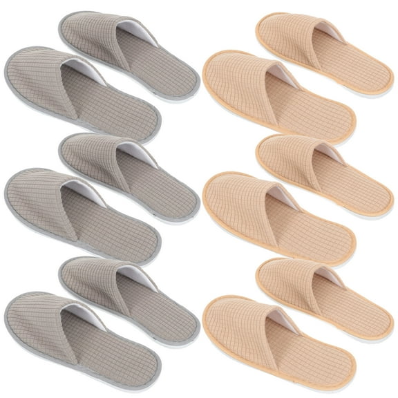 PAMINGONO Slippers for Hotel Customers 6 Pairs Non-skid Fleece EVA Flat Travel Use