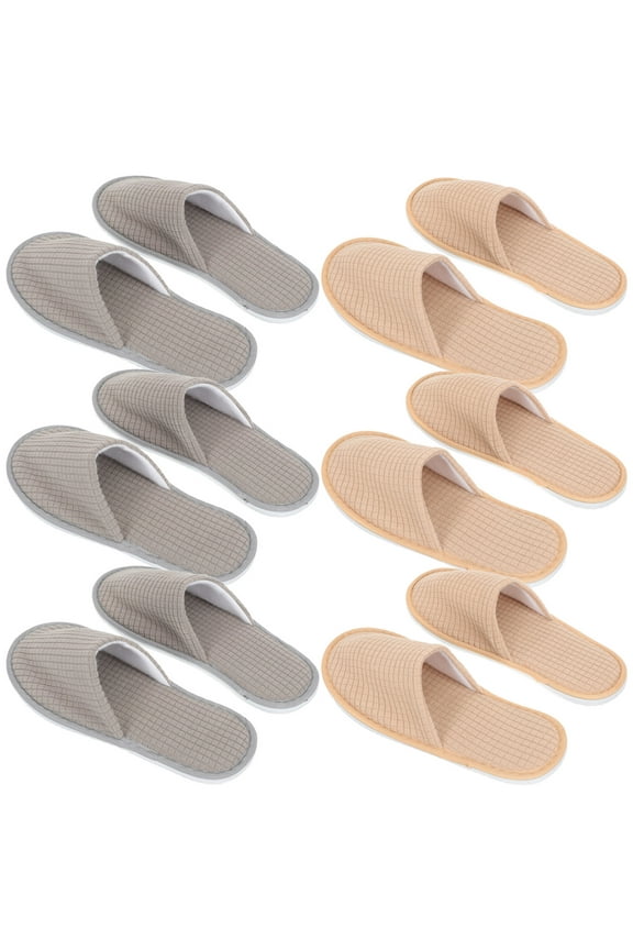 Slippers for Hotel Customers 6 Pairs Non-skid Fleece EVA Flat Travel Use