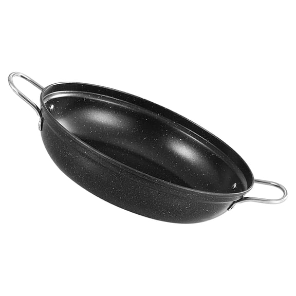 PAMINGONO Stainless Steel Black Wok with Double Handles Medical Stone Coating for Kitchen Cooking
