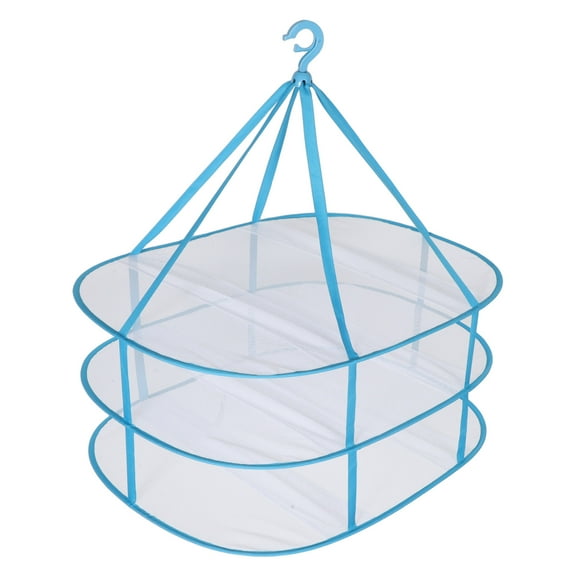 PAMINGONO Collapsible Clothes Drying Rack Net Blue Large Capacity Indoor Outdoor Mesh