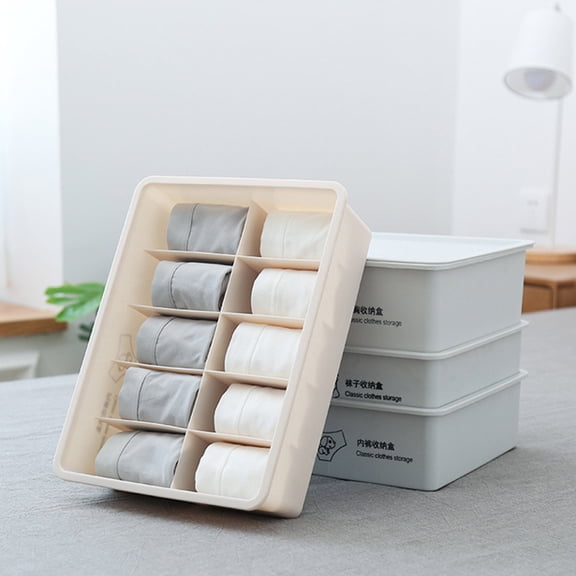 PAMINGONO Space Saving Dark Grey Sock Storage Box with Compartments for Closet Or Dresser Use