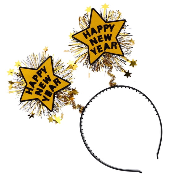 PAMINGONO New Year's Eve Headbands Decorative Golden Plastic Headband 1Pack