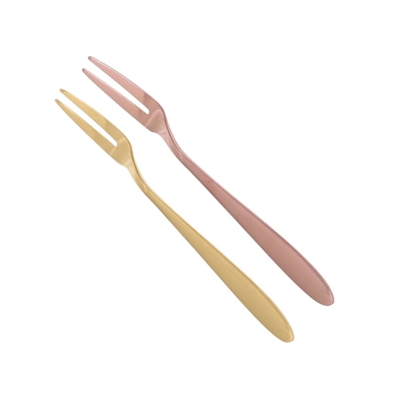 PAMINGONO Stainless Steel Fruit Forks Two Tines 2pcs Dessert Cake Forks