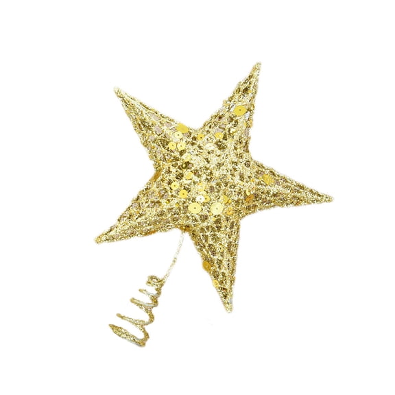 PAMINGONO Golden Metal Glitter Christmas Tree Topper, Hollow Star Treetop Decoration for Home and Holiday Party