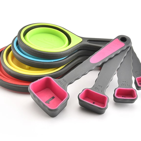 PAMINGONO Telescopic Measuring Cups with Different Capacities Assorted Color Silicone Material