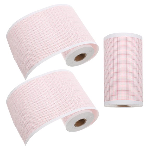PAMINGONO Thermal Chart Paper, 3 Rolls 80mm x 20m Red Grid Sheets for Recording
