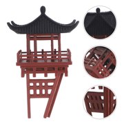 PAMINGONO Handcrafted Brown Plastic Chinese Pavilion Figurine for Versatile Decoration
