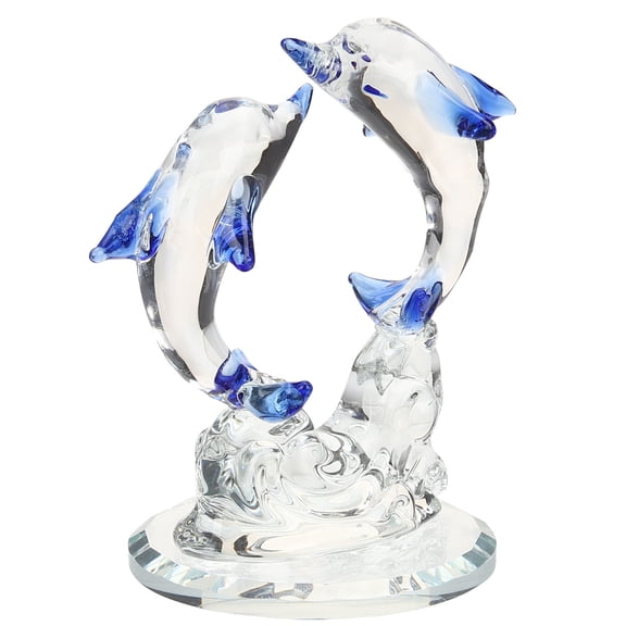 PAMINGONO Transparent Crystal Dolphin Figurine Decorative Ornament for Indoor Desktop and Home Decor