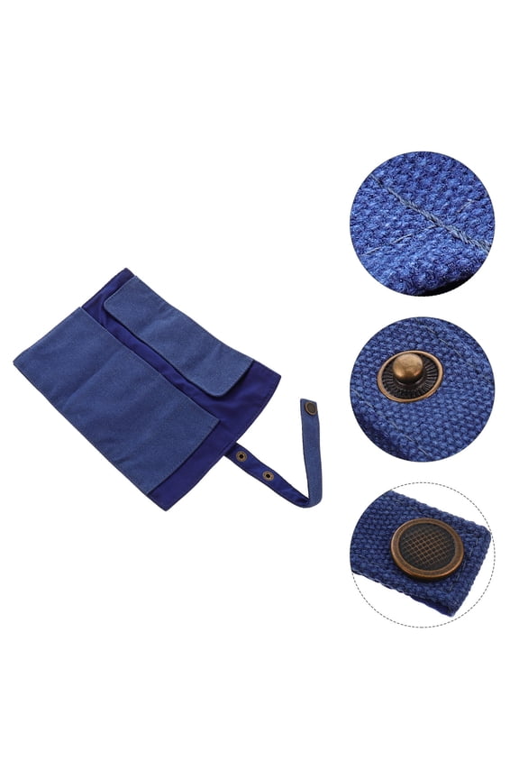 Portable Blue Canvas Watch Roll Organizer with Cord Tie for Durable Watch Band Storage