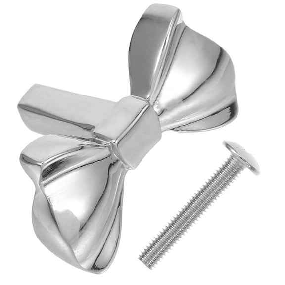 PAMINGONO Vintage Bow Decorative Knobs Bow Pull Handles Silver Brass Furniture Hardware 1Set Homeowners DIY Enthusiasts