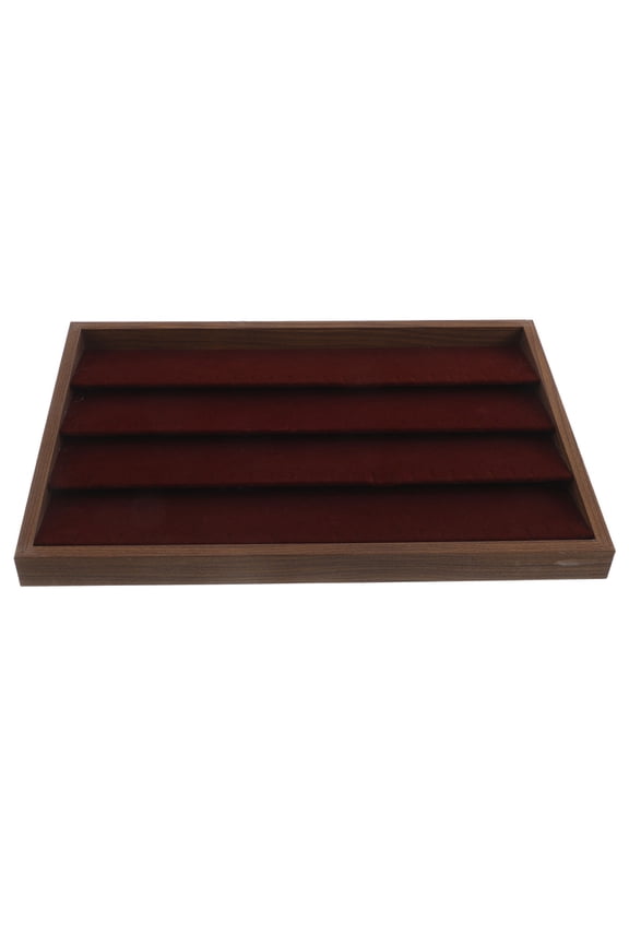Brown Wooden Jewelry Tray Smooth Surface Earrings Storage Solution