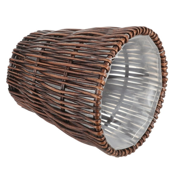 PAMINGONO Waste Paper Basket 1Set Woven Rattan Dark Brown 28x25cm for Bedroom Living Room