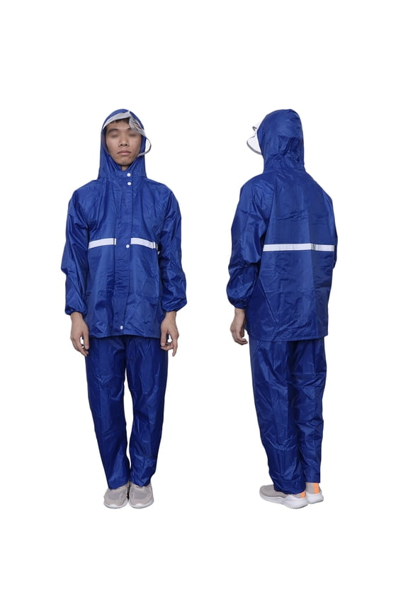 Motorcycle Rain Suit with Adjustable Hood and Elastic Cuffs, Dark , Ideal for Cycling and Outdoor Activities, 1 Set