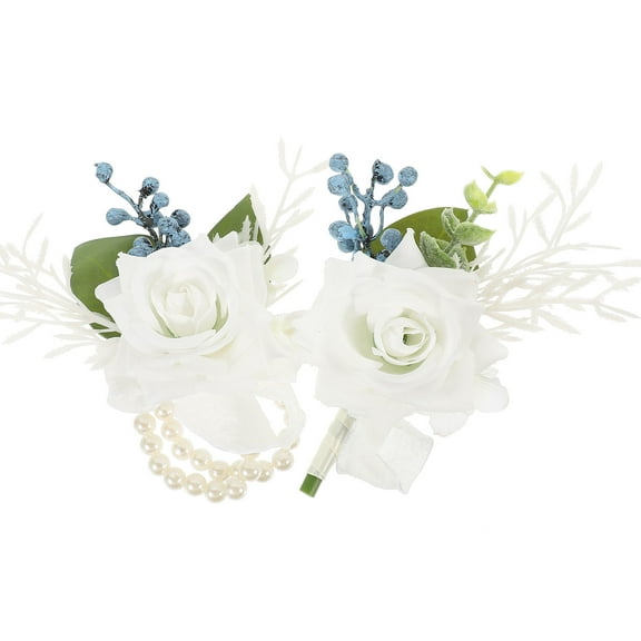 PAMINGONO Artificial Flower Wrist Corsage Elegant Fabric 1 Bride Groom Weddings