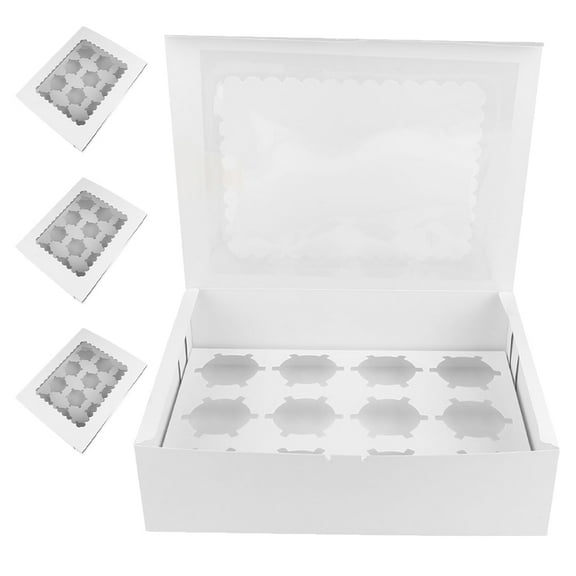 PAMINGONO White Paper Cupcake Boxes for Storage Using 12 Count Perfect for Cupcakes Dessert Containers