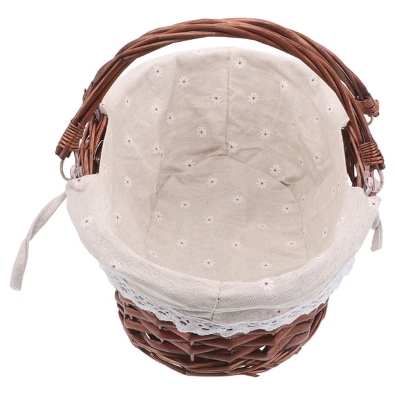 PAMINGONO Handwoven Wicker Storage Basket with Handle, Light Brown Rattan Portable Picnic and Fruit Basket for Home