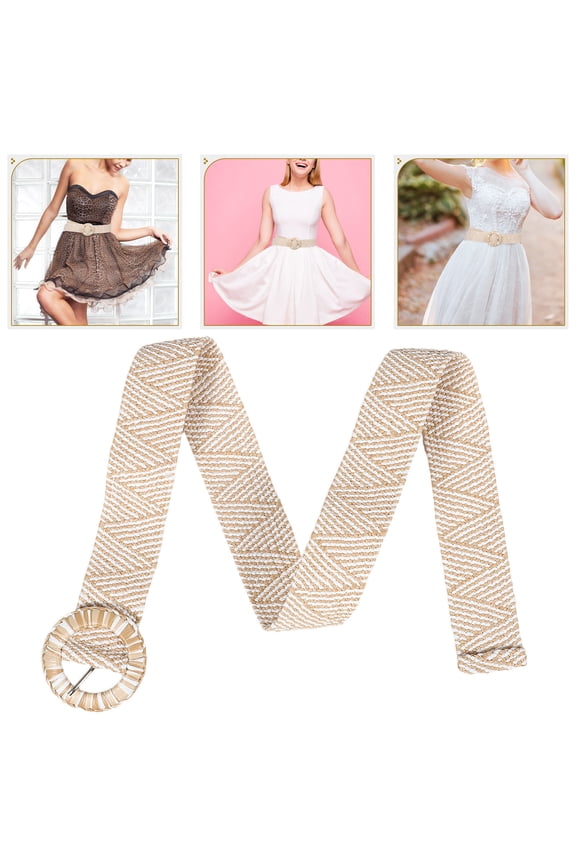Beige PP Straw Wide Belt for Dress Natural Elegance and Comfortable Wear