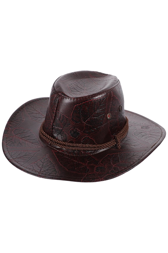 Wide Brim Sun Visor Hats 1Pcs Brown Leather Western Style for Summer Outdoor Use