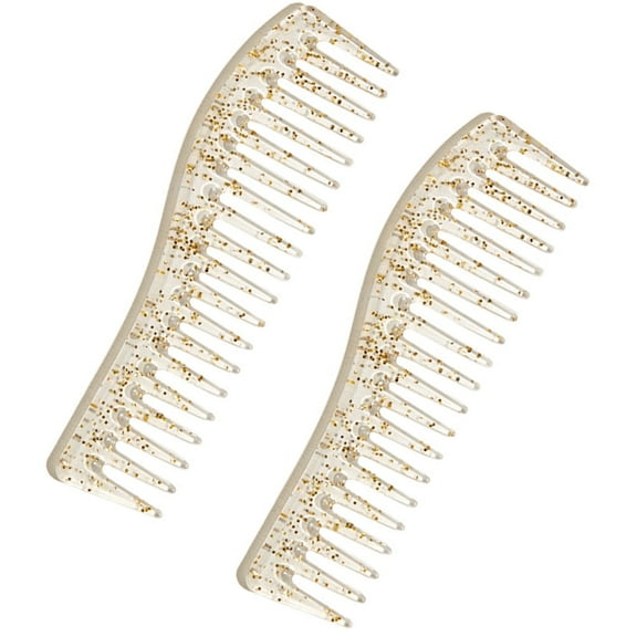 PAMINGONO Wide Teeth Combs 2Pcs For Women Smoothing Hair Anti Static Beige 7x2in