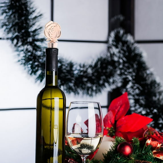 PAMINGONO Wine Bottle Stopper for Glass Bottles Pretty Rose Design Suitable for Couples Multi Color Aluminum Alloy