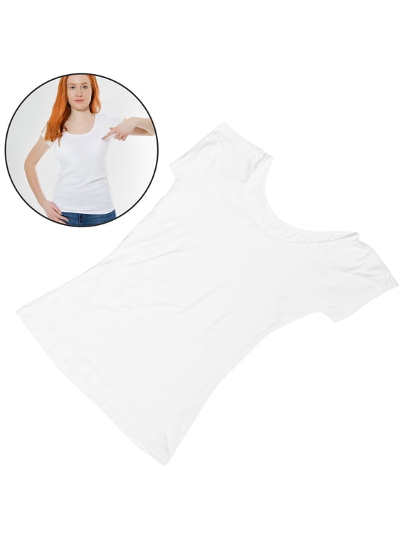 Women's Sweat Proof Undershirt, White Breathable Comfortable Layering T-Shirt, Soft Neck Tee for Daily Wear