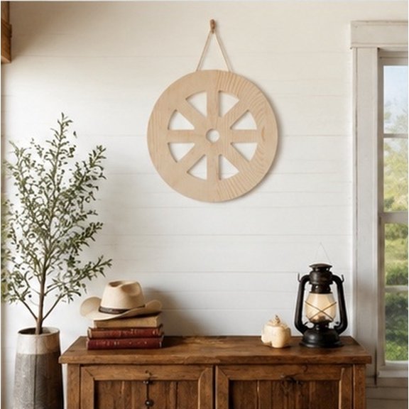 PAMINGONO Rustic Wood Wall Wheel Decor, Blank Hanging Ornament for Home Farmhouse Wall