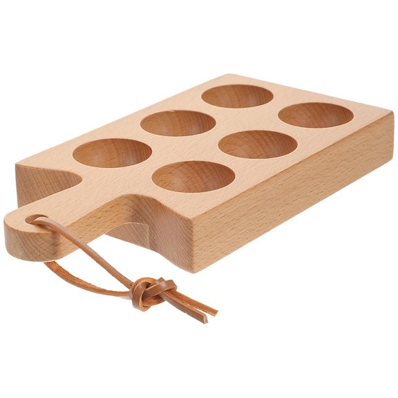 PAMINGONO Eggs Organizer For Refrigerator Wood Multi Slots Tray 1Set 8.7X4.3X1.1In