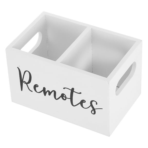 PAMINGONO Wooden Remote Control Box with Compartments for Storage White Multi Compartment Design 7.8 x 3.9 x 2.4 Inches