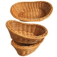 thumbnail image 1 of PAMINGONO Woven Tray Basket Kitchen Fruit Serving Tray Light Brown Polypropylene Woven Fibers 3Pcs, 1 of 8