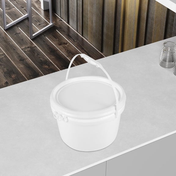 PAMINGONO White Plastic Storage Bucket with Handle and Leak-Proof Lid, Pail for Cleaning and Household Use