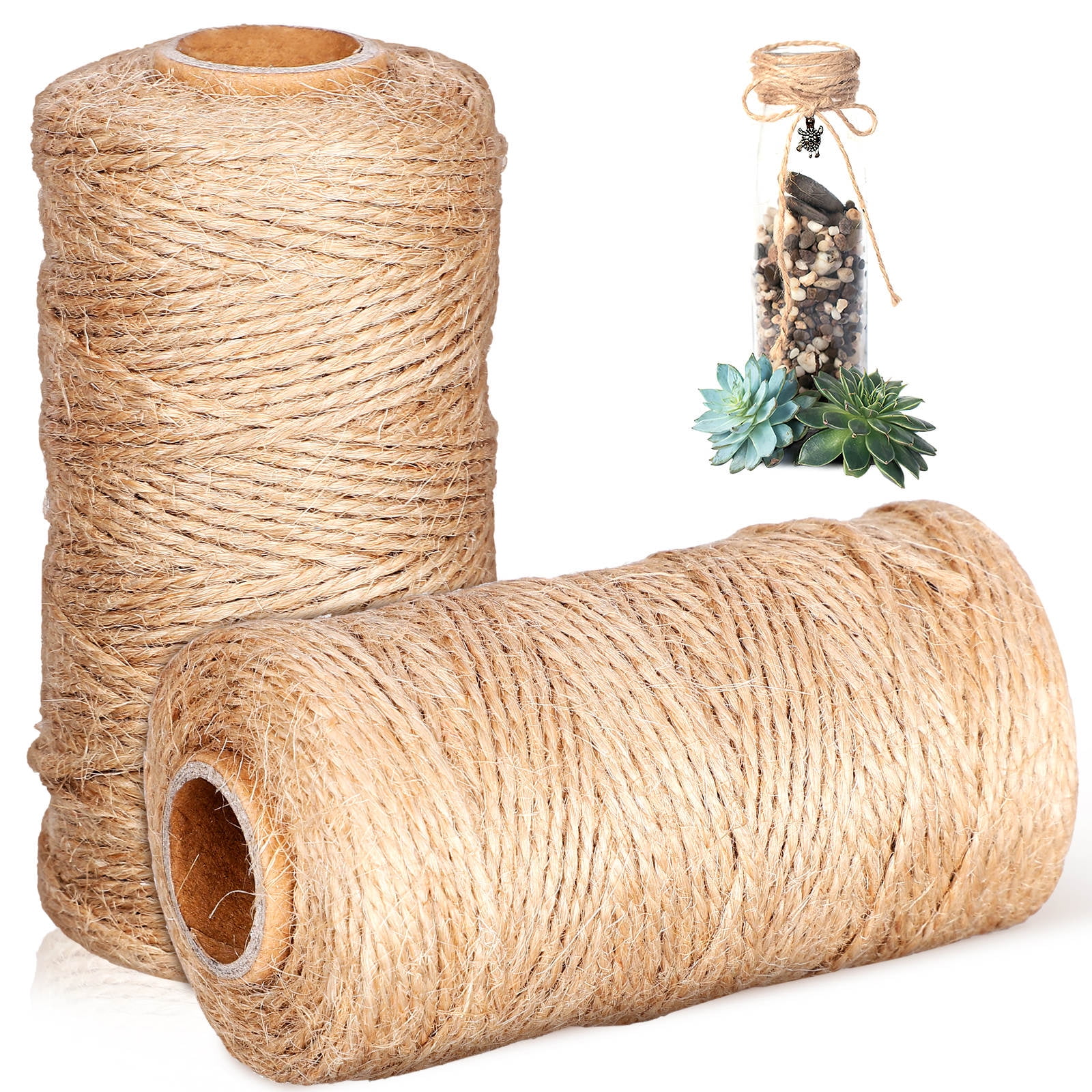 PAMINGONO Linen Twine Ropes Light Brown for Craft and Wrapping ...