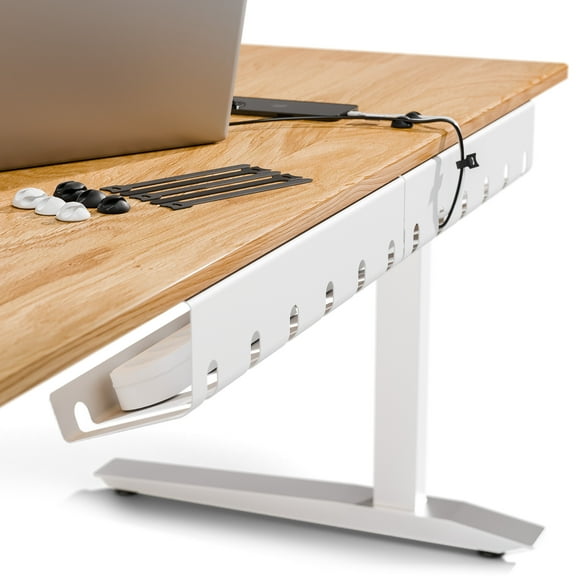 pamo Cable Management Under Desk for Easy mounting Under-Table I Set of 2 - with 10X Cable Ties I Desk Organizer for Office/Home Office Table Thoughtful Cable Tray Holder