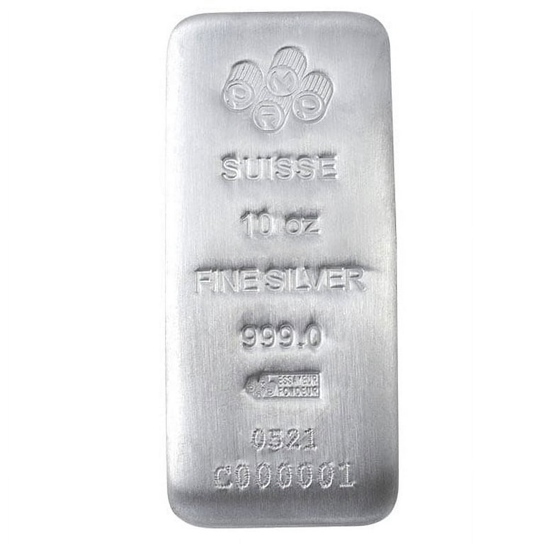 PAMP Suisse 10 Oz Bar, .999 Pure Silver 