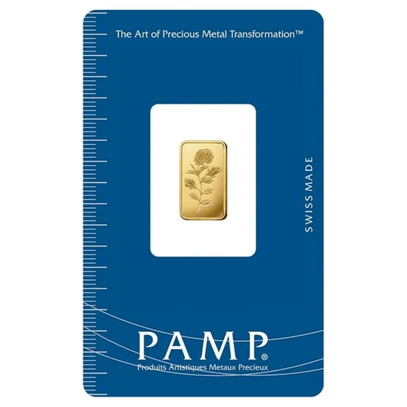 PAMP Suisse Rosa 1 gram .9999 Gold Bar - Sealed Assay Card