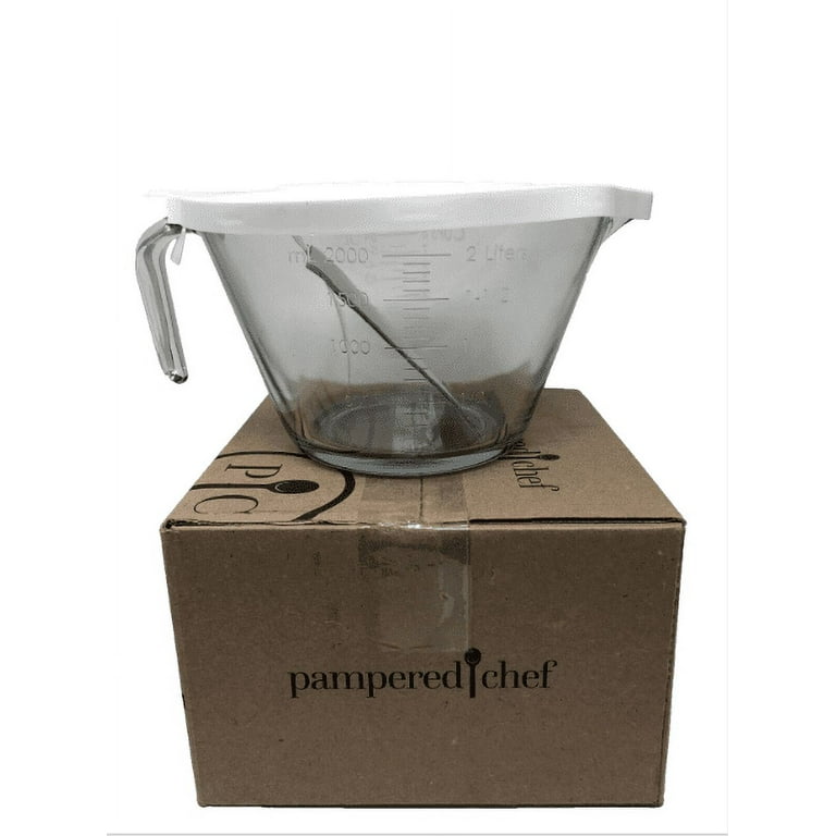 The Pampered Chef 4 Cup 1 Qt. Glass Measuring Cup Batter Bowl With Lid 1  Litre