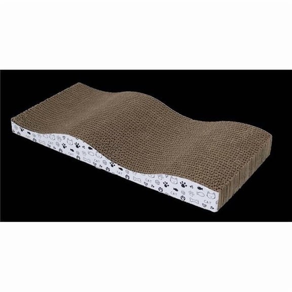 PAMPERED PETS CAT108 Pampered Pets Wave Cardboard Cat Scratcher Lounger  Wave Lounger, 16.93'L x 7.87'W x 1.57'H