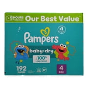 Pampers Baby Dry Absorbent Disposable Diapers Size 4 22-37 lb 192 CT