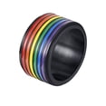 thumbnail image 1 of PAMTIER 12MM Stainless Steel LGBT Pride Ring Rainbow Flag Enamel Gay Lesbians Eternity Wedding Band Rotatable Ring for Men Women Black Size 7, 1 of 6