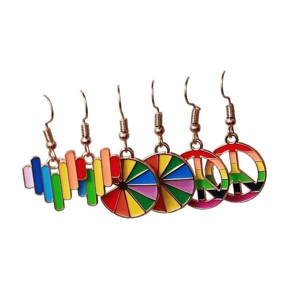 PAMTIER 6 Pieces Rainbow Pride Earrings Set Stainless Steel for Women Style 7 Rainbow Heart & Arch Dangles Rose Gold Fishhook Drop Earrings LGBTQ+ Pride Parade Jewelry Safe Everyday Pride Jewelry