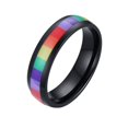 thumbnail image 1 of PAMTIER 6MM Unisex Gay and Lesbian Pride Stainless Steel Fashion Classic Black Sticker Rainbow Ring Personality Homosexuality Black Size 11, 1 of 6
